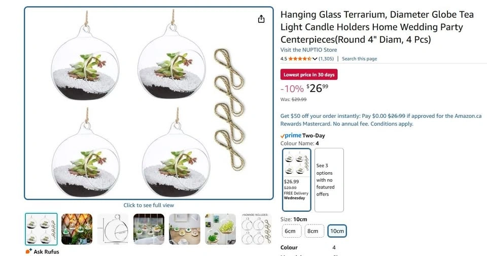 Hanging Glass Terrarium Globe Tea Light Candle Holders - photo 3
