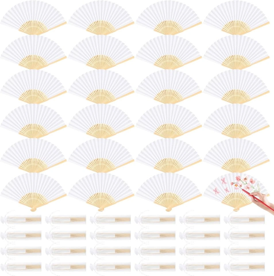 CHRORINE White Bamboo Folding Fans 45 Pack - photo 2