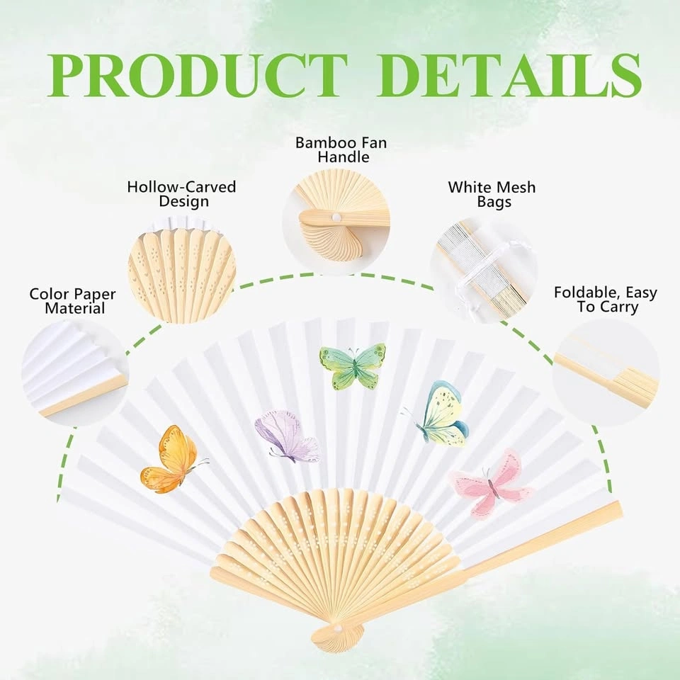 CHRORINE White Bamboo Folding Fans 45 Pack - photo 4
