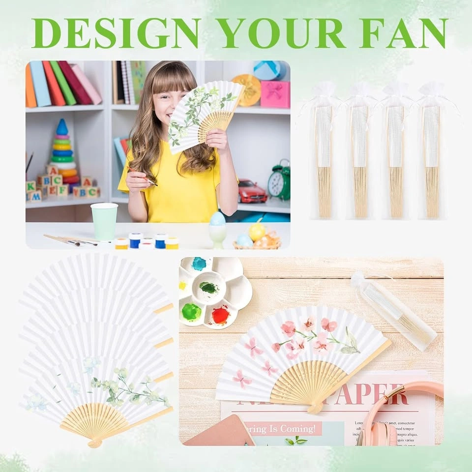 CHRORINE White Bamboo Folding Fans 45 Pack - photo 5
