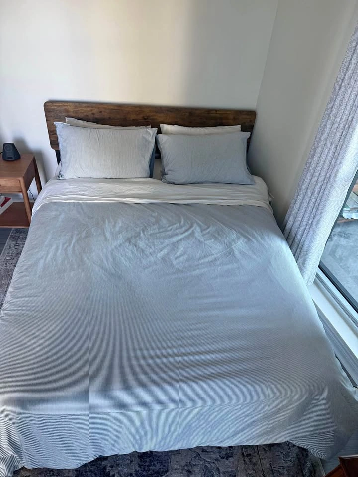 Douglas Queen Mattress + Metal Bed Frame with Wood Headboard