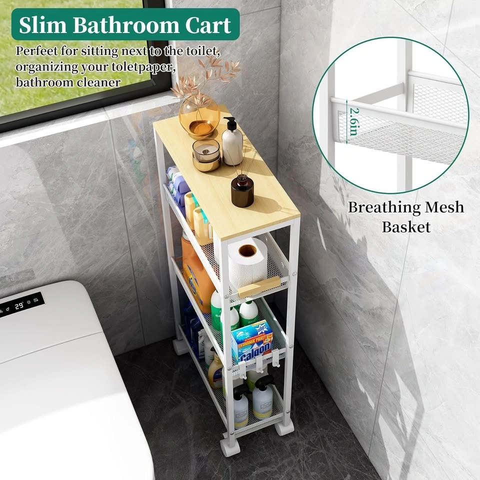 TIPGO Utility Slim Storage Cart, 4 Tier Rolling Cart - photo 3