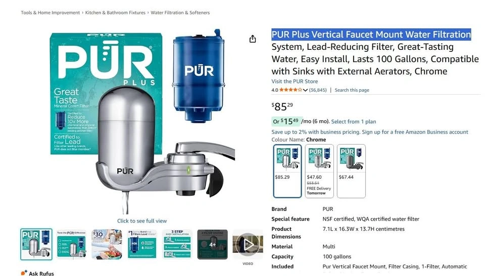 PUR Plus Vertical Faucet Mount Water Filtration System - photo 2