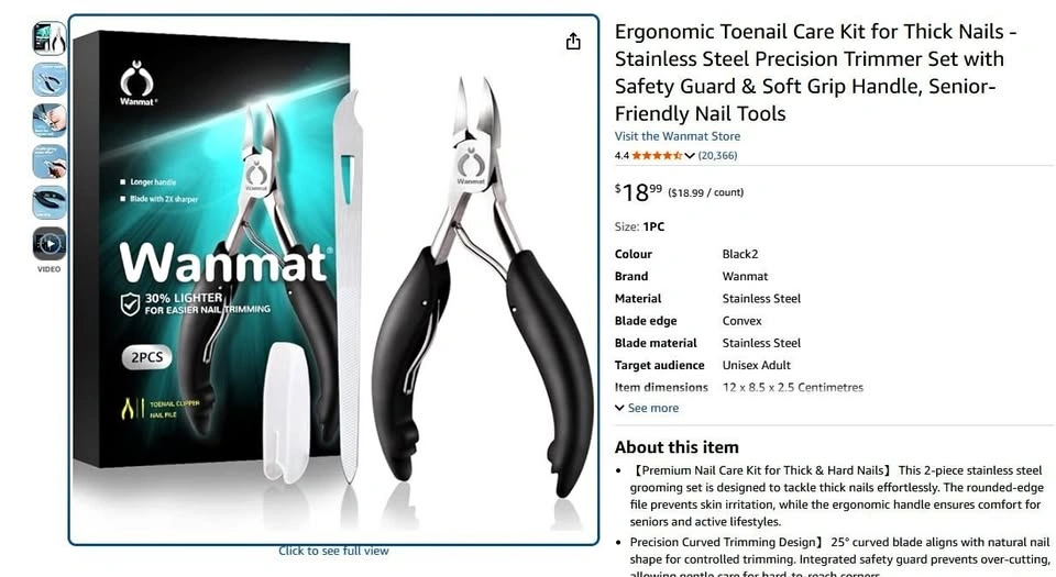 Ergonomic Toenail Care Kit for Thick Nails