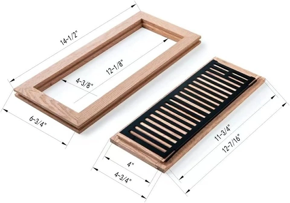 Red Oak Hardwood Flush Mount Floor Register, 4X12 Inch - photo 4