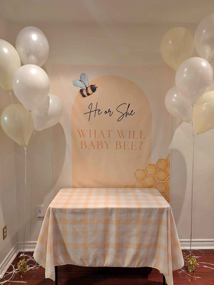 What Will Baby Bee? Gender Reveal Backdrop & Tablecloth