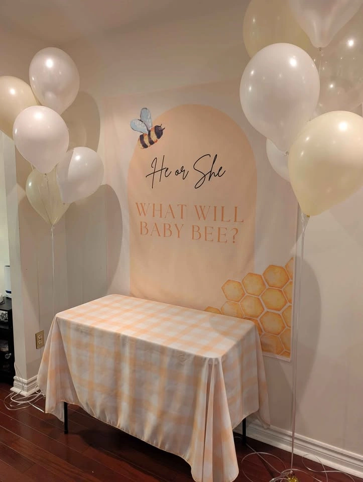 What Will Baby Bee? Gender Reveal Backdrop & Tablecloth - photo 2