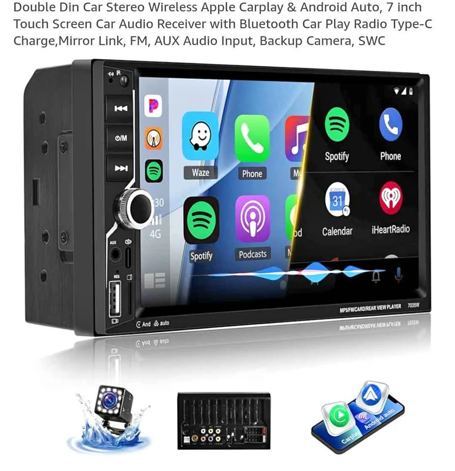 Double DIN 7 inch Screen Stereo With Android auto and CarPlay