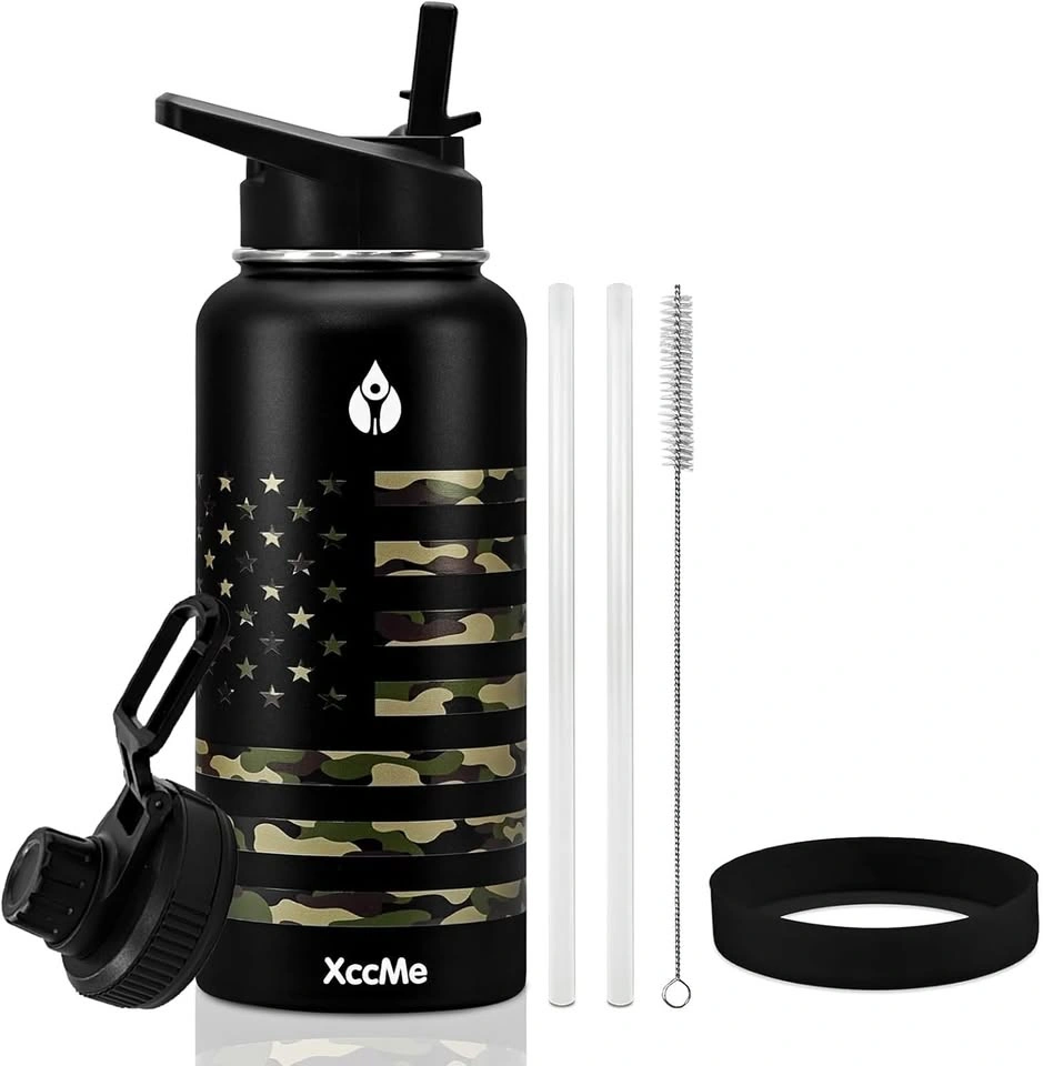 XccMe 32oz Stainless Steel Water Bottle (American Flag Pattern)
