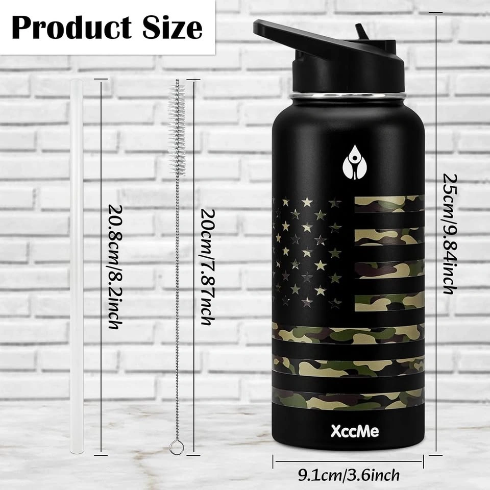 XccMe 32oz Stainless Steel Water Bottle (American Flag Pattern) - photo 5