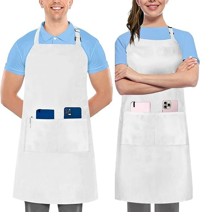 GWHOLE White Chef Apron with Pockets