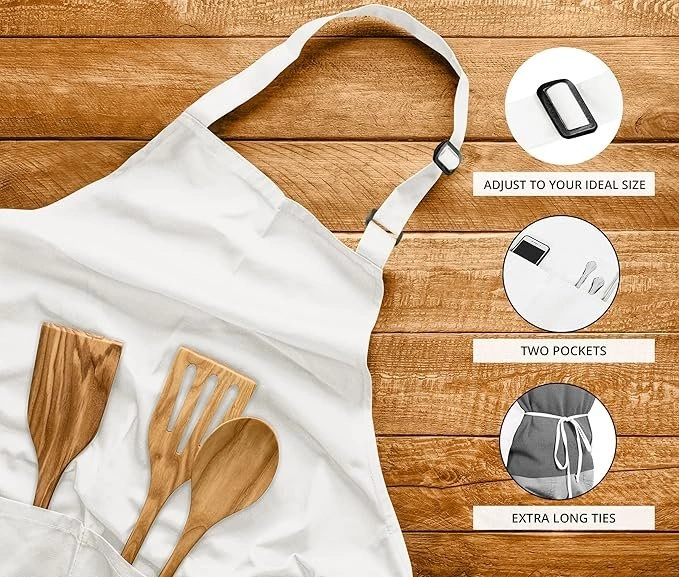 GWHOLE White Chef Apron with Pockets - photo 4