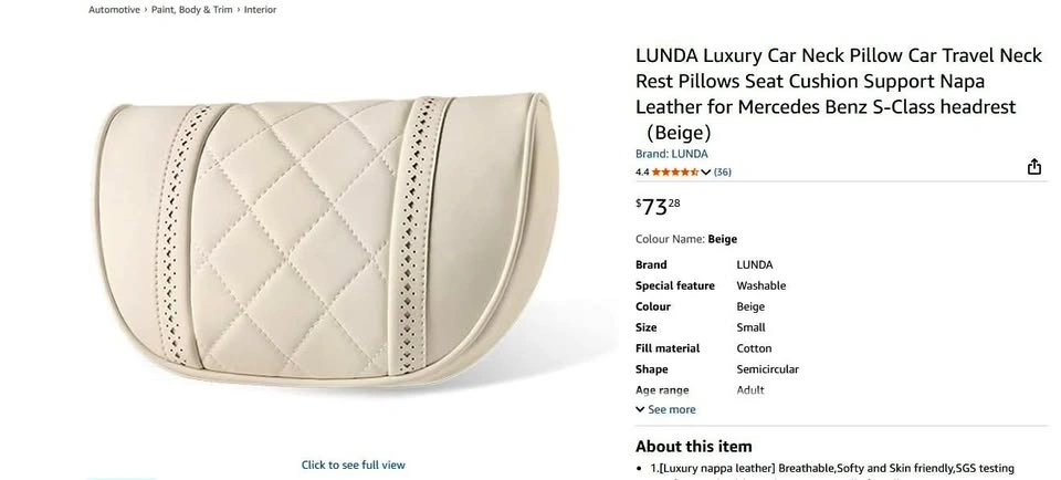 LUNDA Luxury Car Neck Pillow