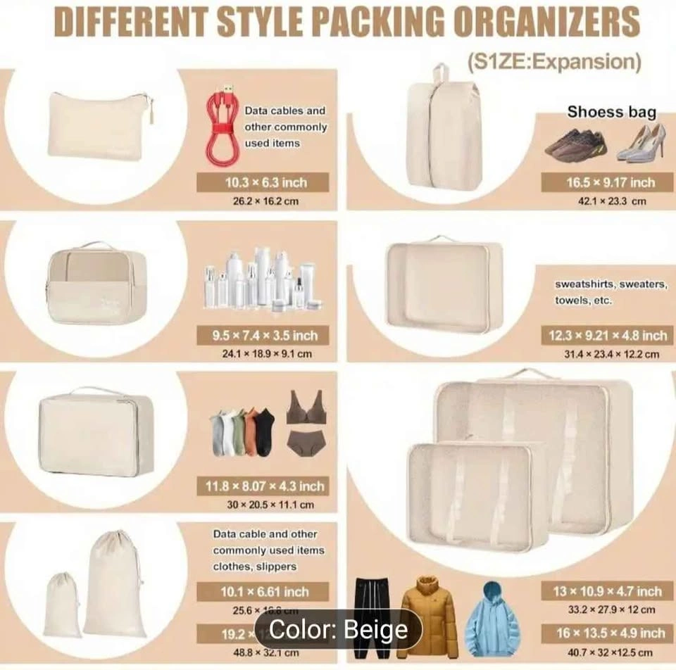 Packing Cubes for Travelling (9 pieces) - photo 2