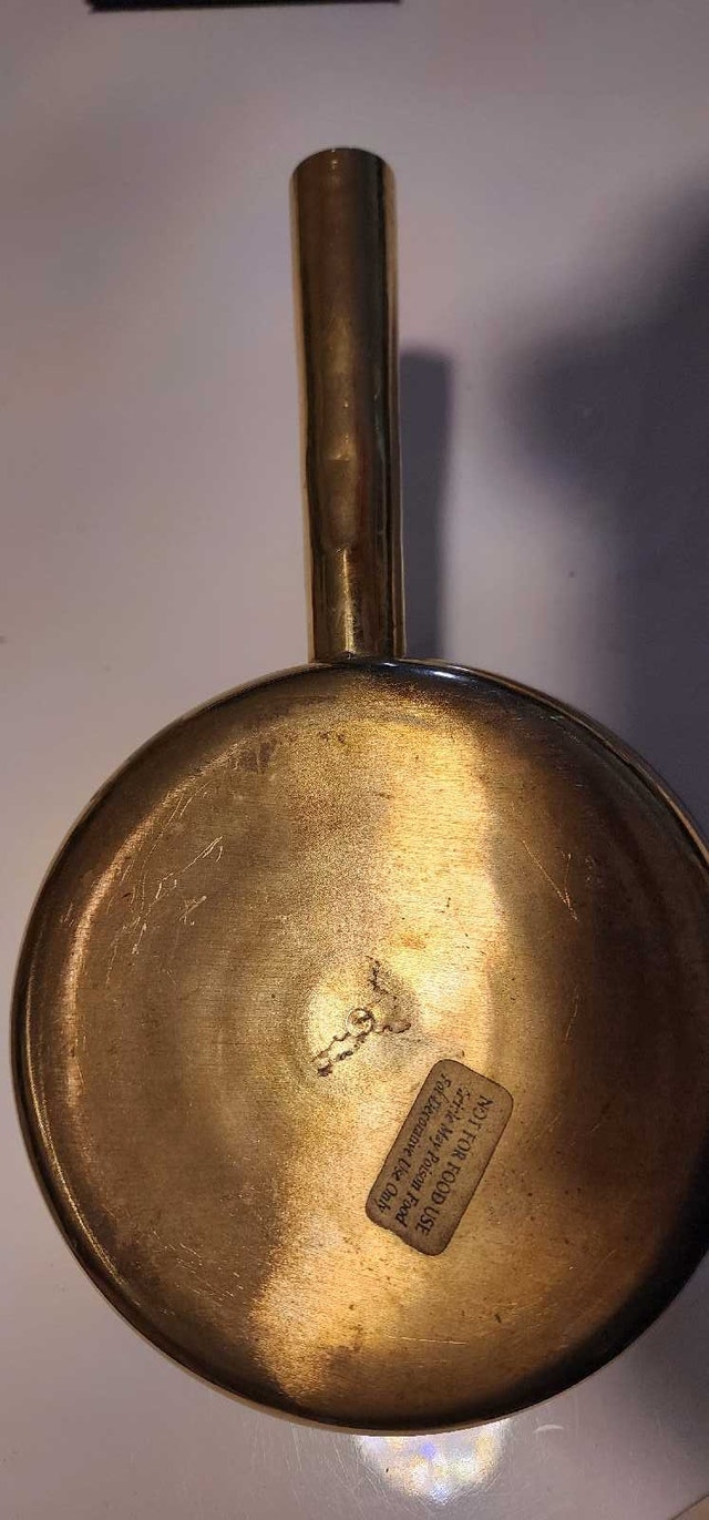 Vintage brass silent butler crumb catcher with decorative rope - photo 2