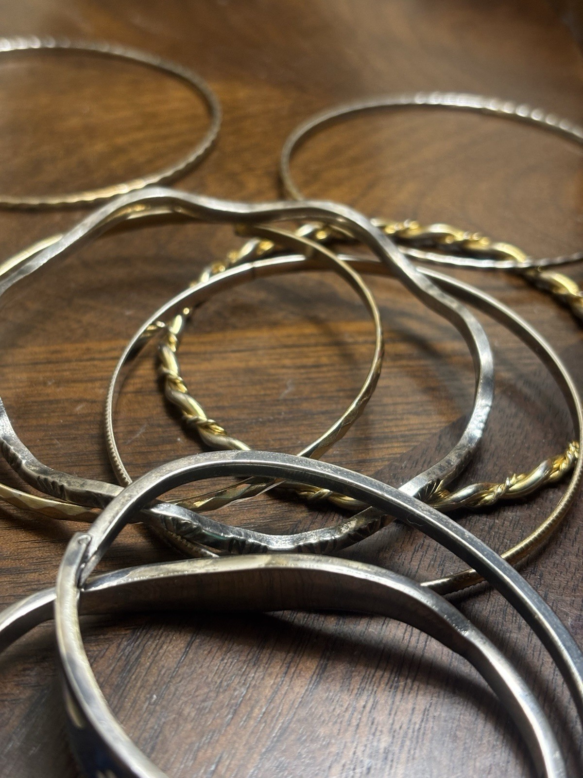 Bangle Lot sterling silver 925 Mexico And Costume Mix Gold Tone
