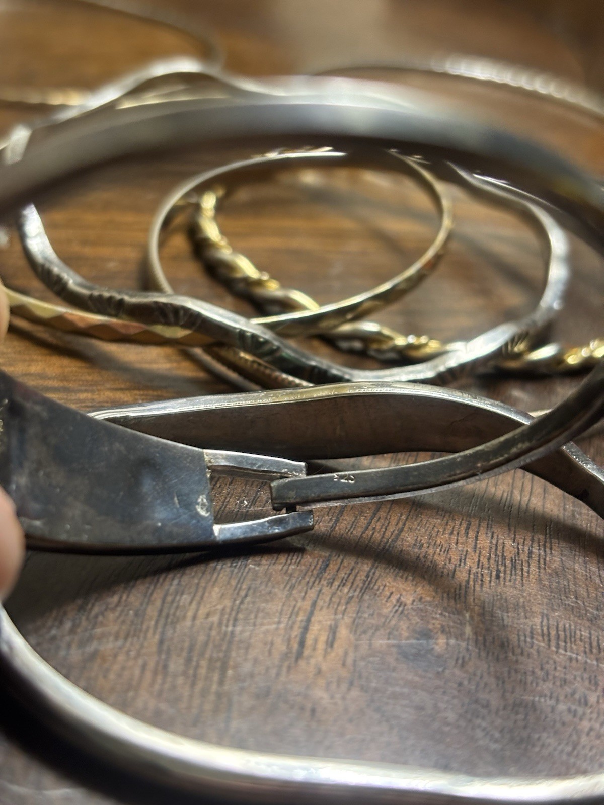 Bangle Lot sterling silver 925 Mexico And Costume Mix Gold Tone - photo 3