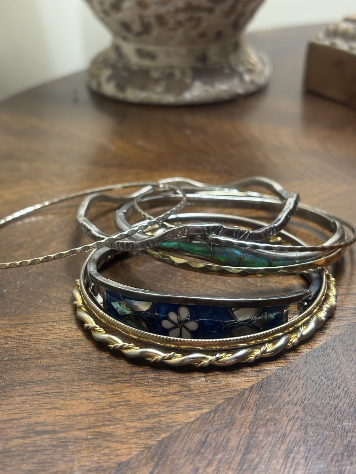 Bangle Lot sterling silver 925 Mexico And Costume Mix Gold Tone - photo 4