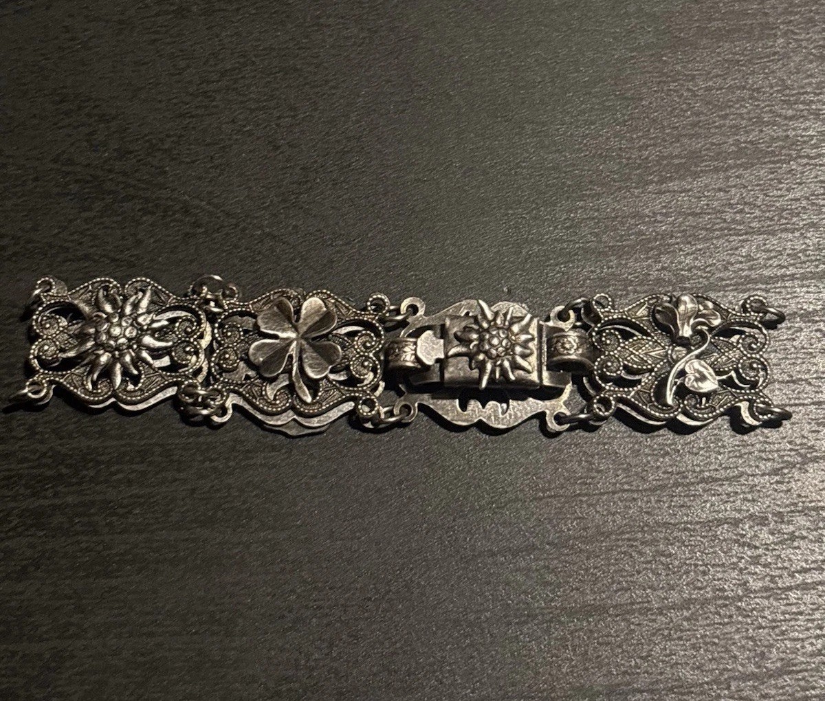 Renaissance Style Repousse Panel Bracelet Dark Silver Patina Fit - photo 3