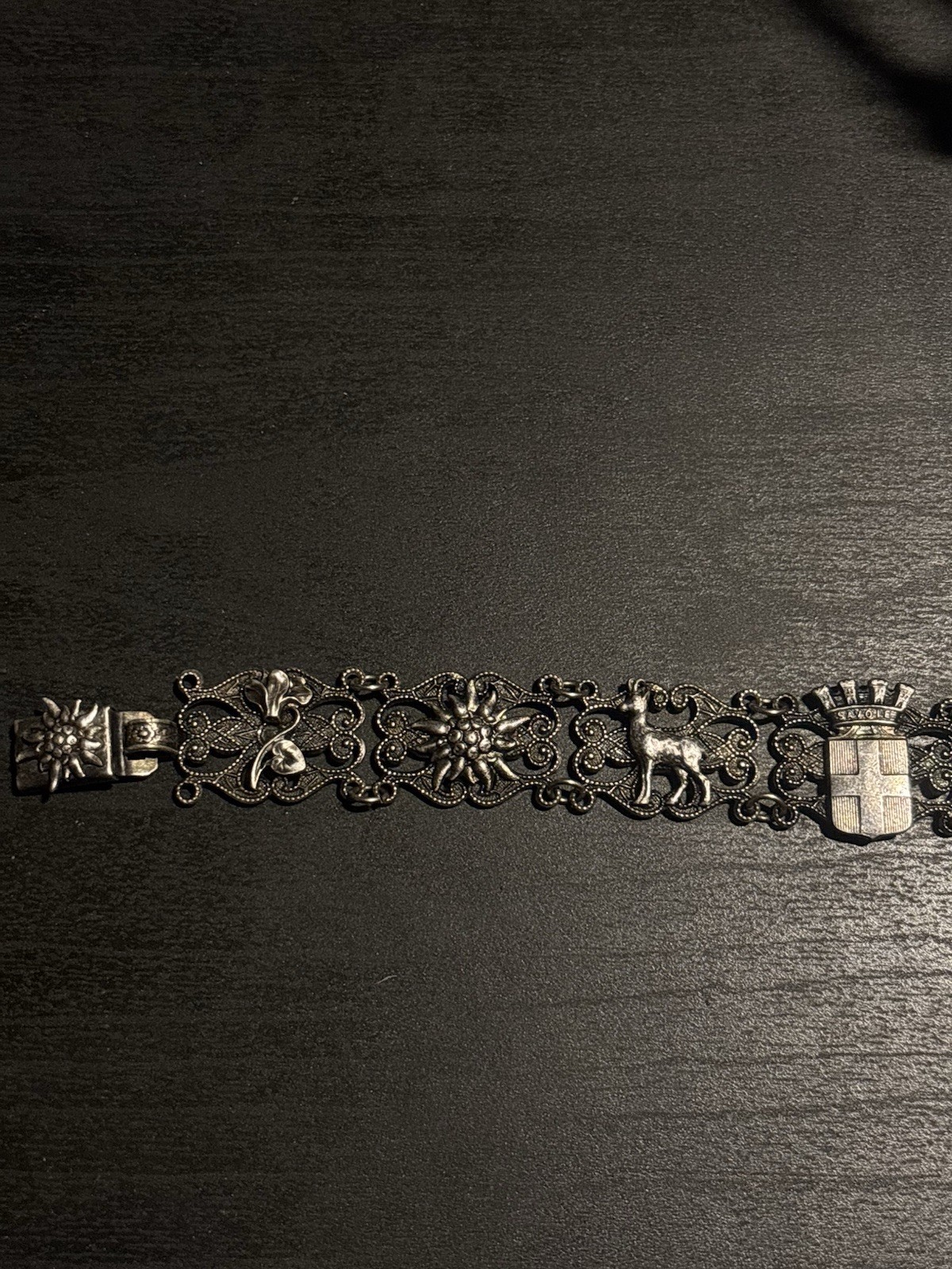 Renaissance Style Repousse Panel Bracelet Dark Silver Patina Fit - photo 4