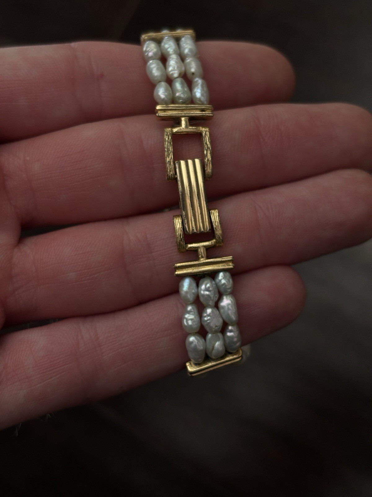 Pearl Gift Set Watch Bracelet Necklace Gold Tone Freshwater Rice - photo 2