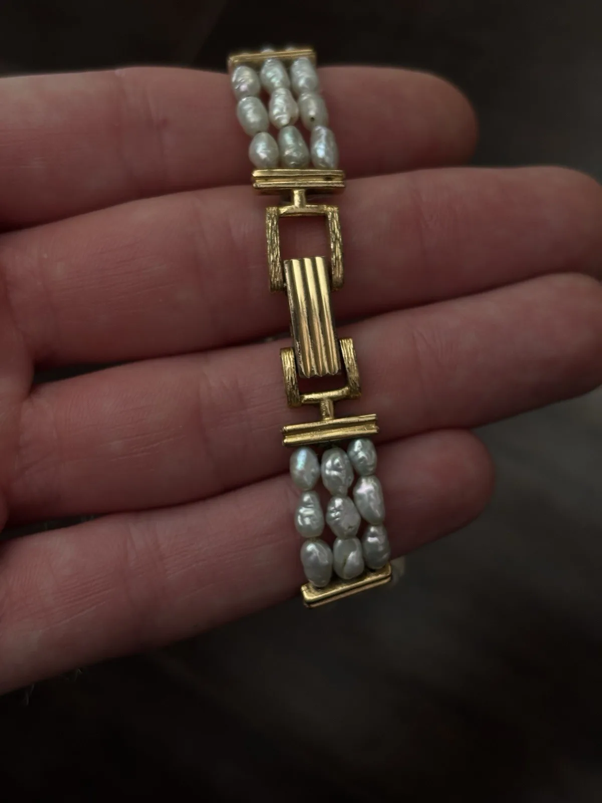 Pearl Gift Set Watch Bracelet Necklace Gold Tone Freshwater Rice - photo 2
