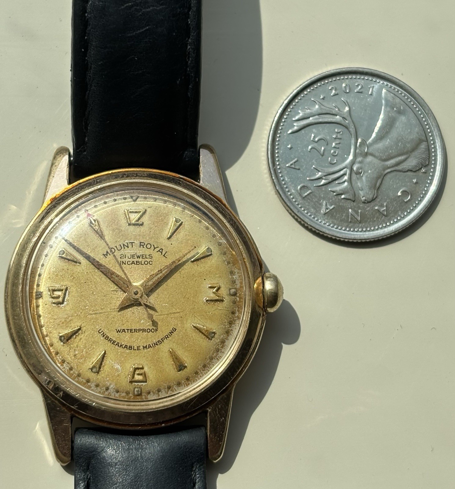Swiss Vintage Gold Tone 21 Jewels Watch Mount Royal Vintage - photo 3