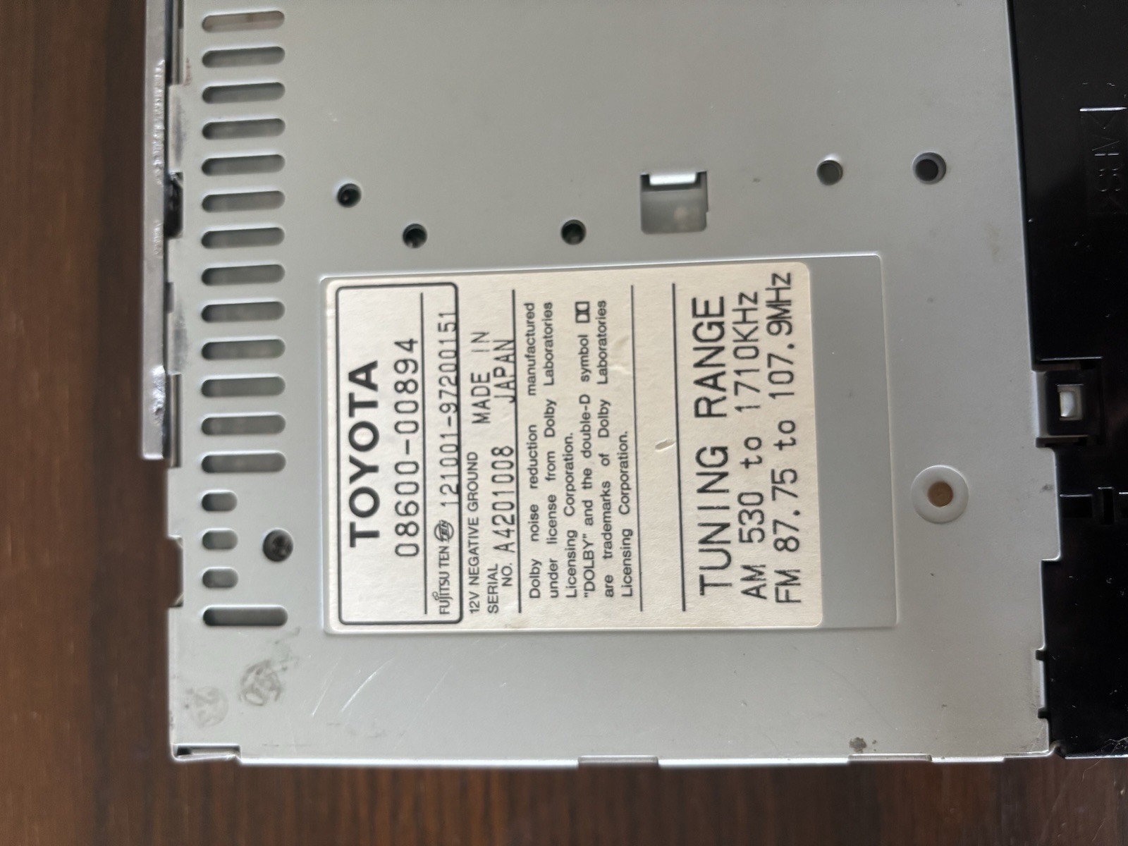 Toyota 08600-00894 AM/FM Receiver radio - photo 2