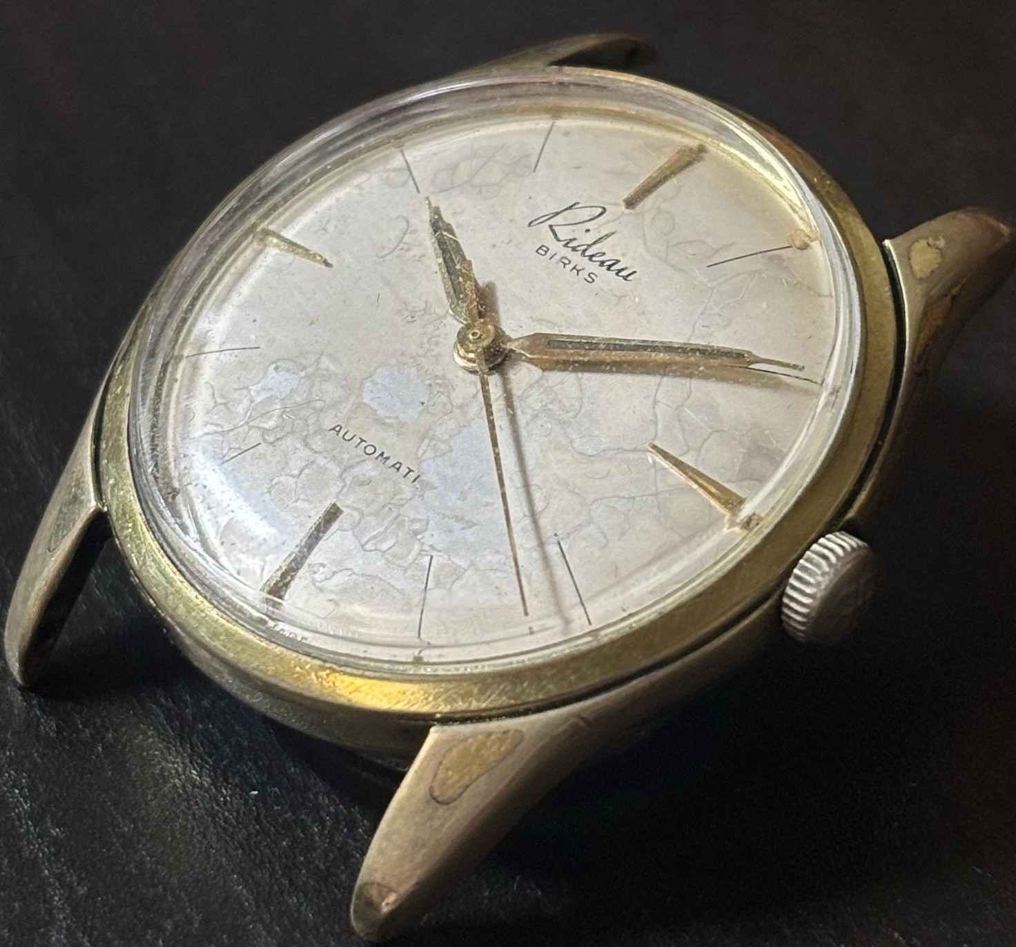 Gold Automatic Watch Swiss Made Vintage Lug 20mm bloom patina Ri - photo 3