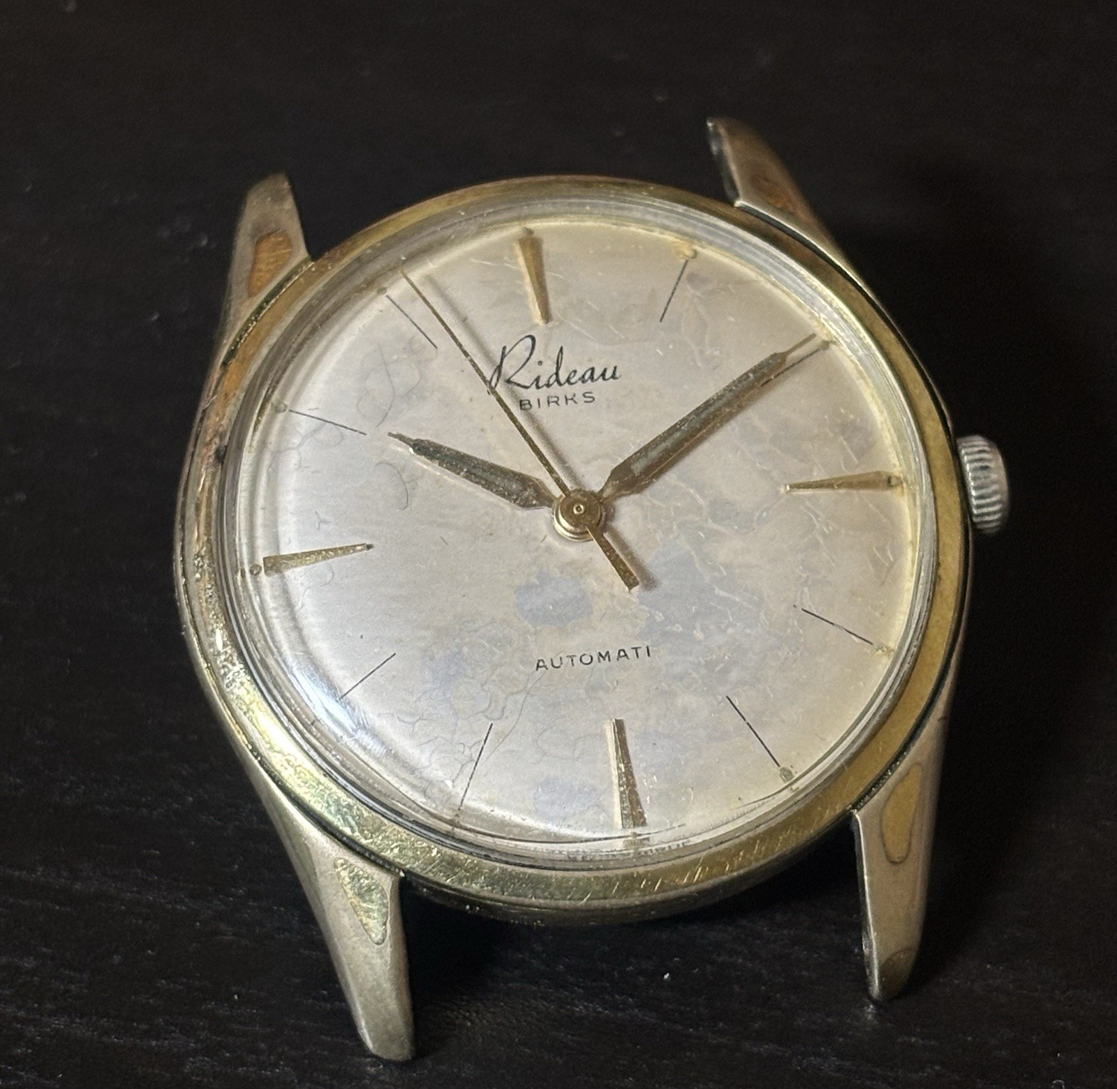 Gold Automatic Watch Swiss Made Vintage Lug 20mm bloom patina Ri - photo 4