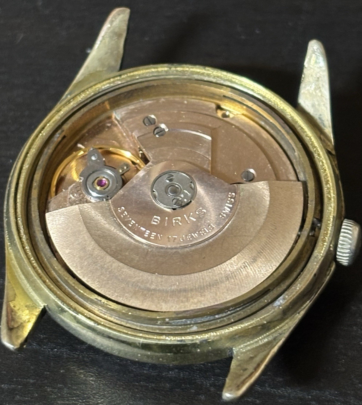 Gold Automatic Watch Swiss Made Vintage Lug 20mm bloom patina Ri - photo 5