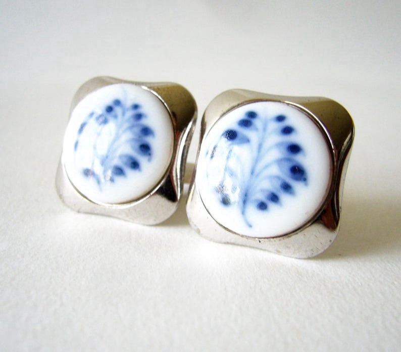 Royal Copenhagen Sterling Silver + Porcelain Cufflinks