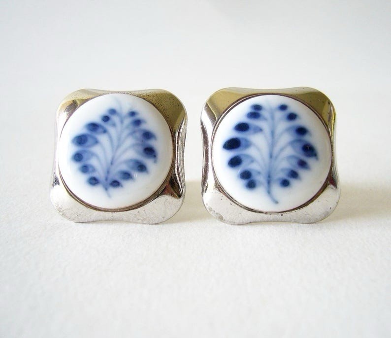 Royal Copenhagen Sterling Silver + Porcelain Cufflinks - photo 2