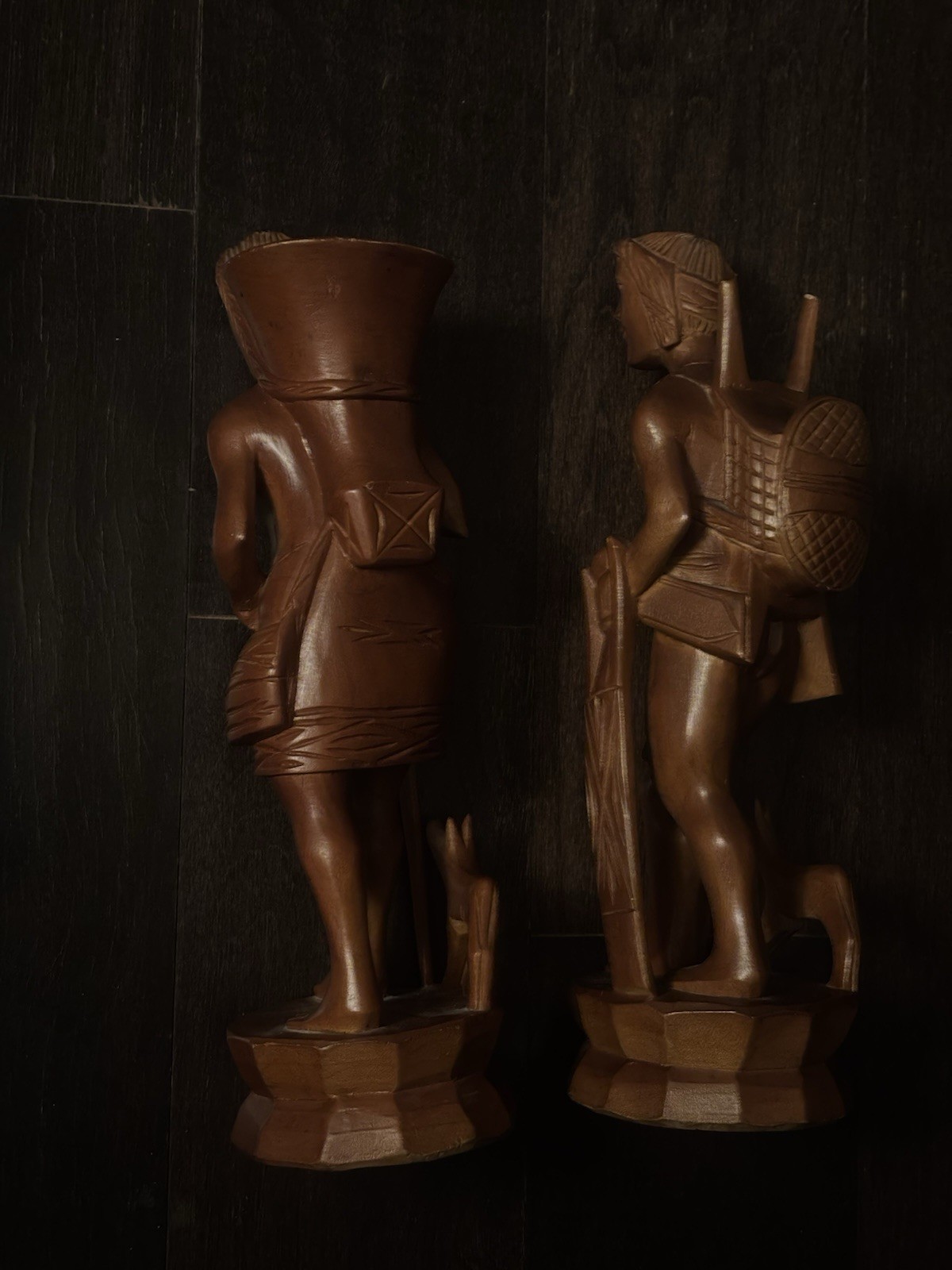Vintage Pair Hand-Carved Wood Native American Figures 12” - photo 5