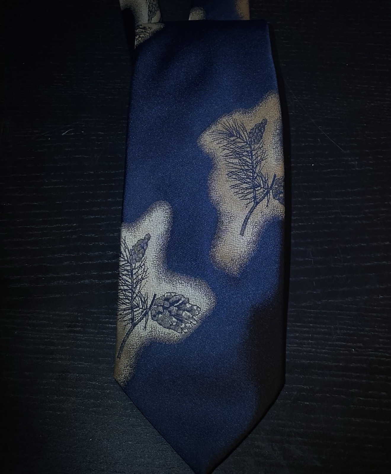 Vintage Christian Dior Monsieur Tie — Bronze Pinecone Navy