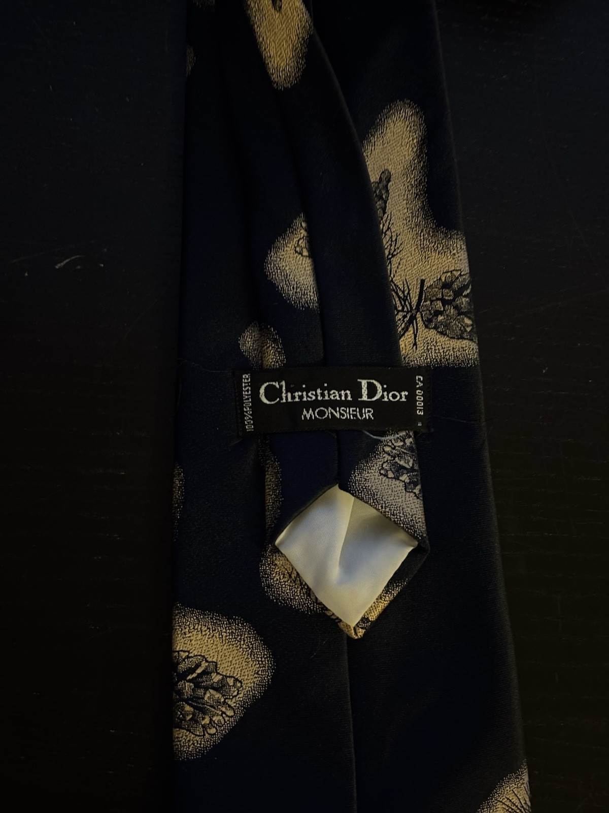 Vintage Christian Dior Monsieur Tie — Bronze Pinecone Navy - photo 2