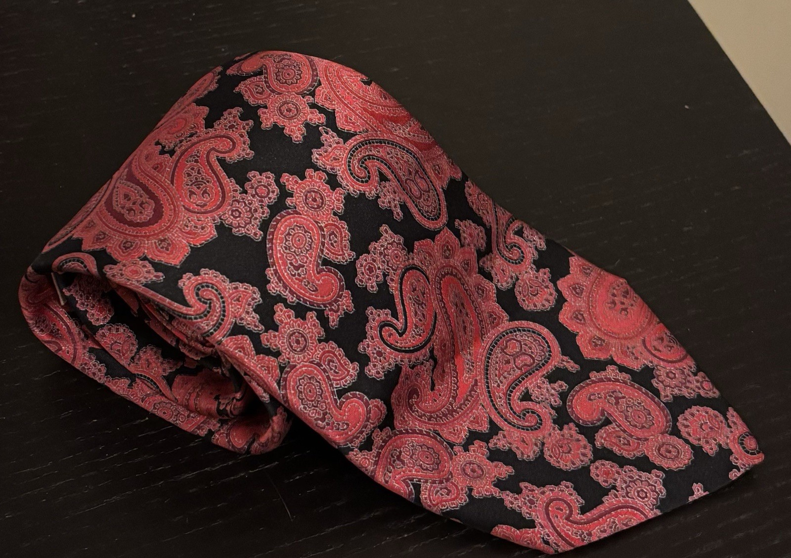 Paisley Silk Tie Made In Italy ZANETTI Pure Silk 100% Mint Red