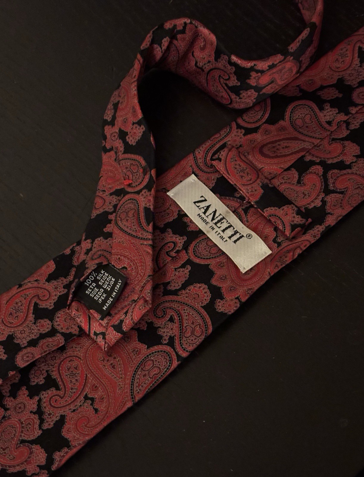 Paisley Silk Tie Made In Italy ZANETTI Pure Silk 100% Mint Red - photo 2