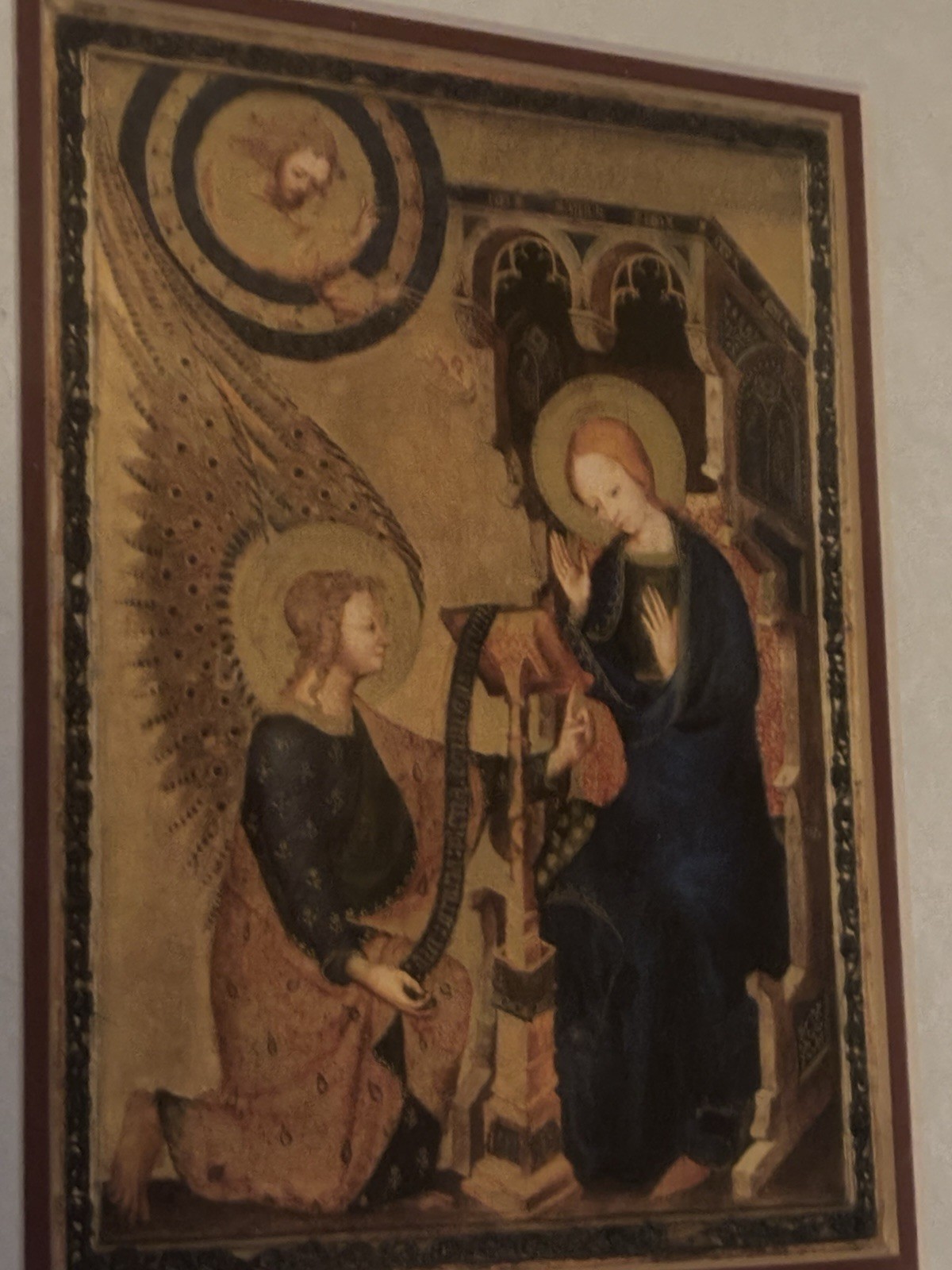 Antique The Annunciation Gold Framed Art Painting Mint - photo 2