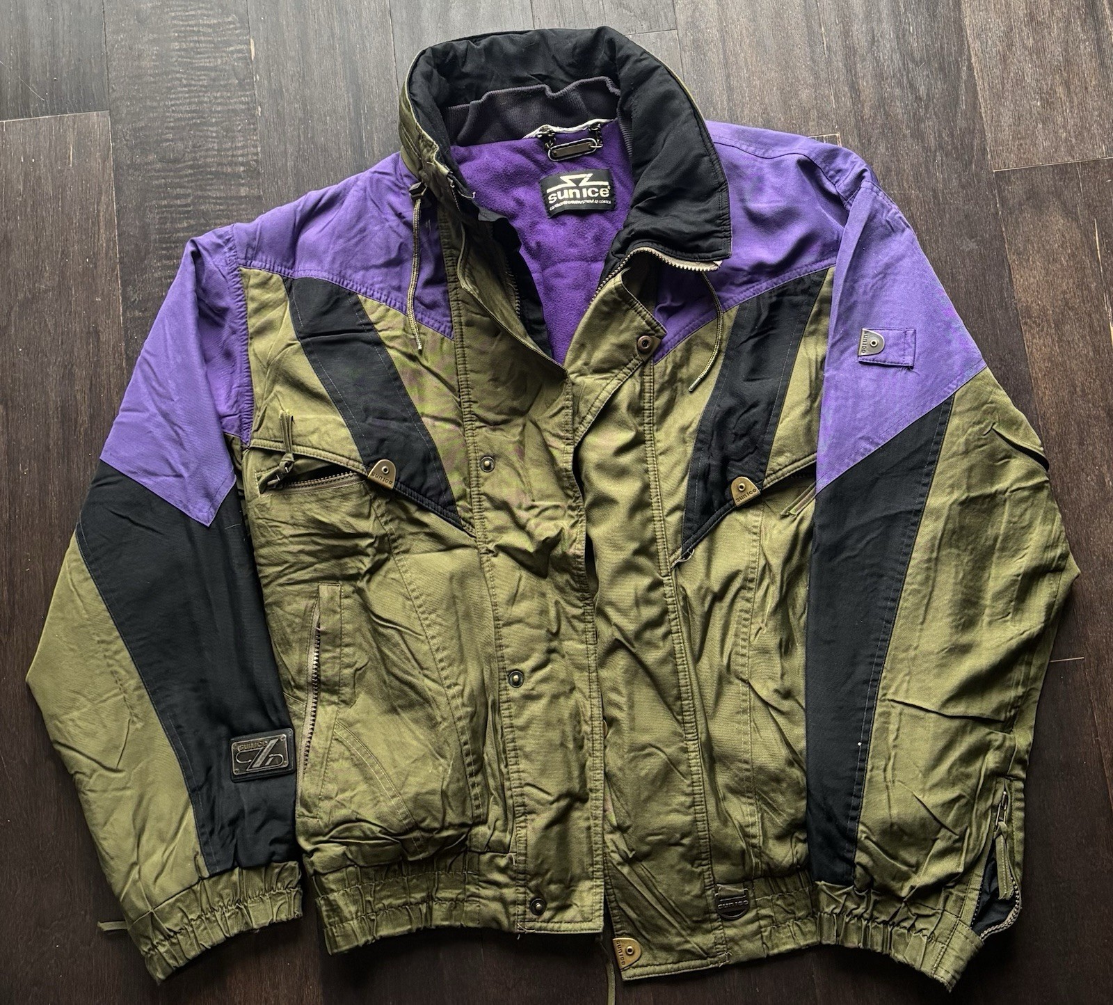 90s SunIce Color Block Nylon Ski Windbreaker Green Purple M