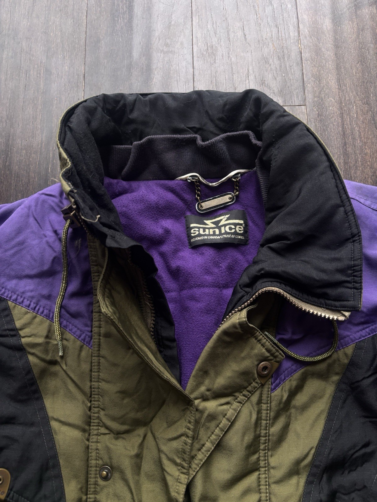 90s SunIce Color Block Nylon Ski Windbreaker Green Purple M - photo 2