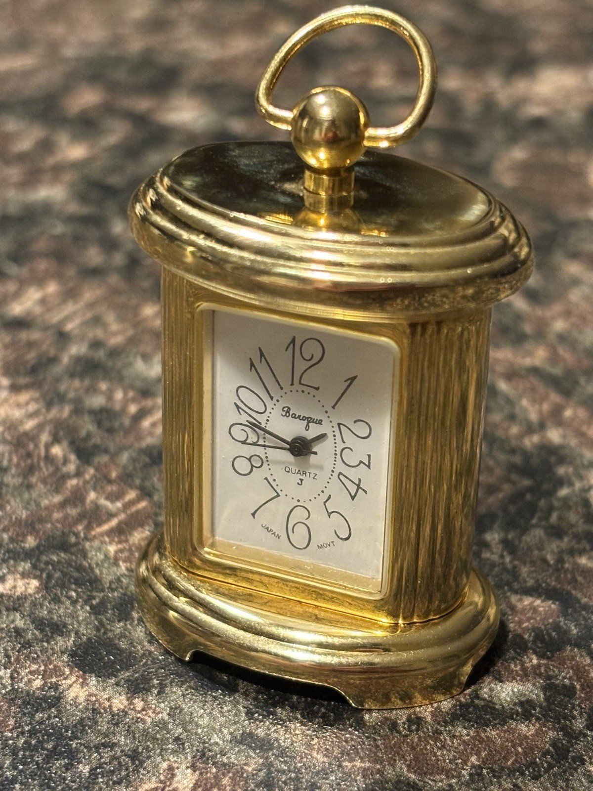 Antique Brass Miniature Carriage Clock Travel Mantel Desk Workin