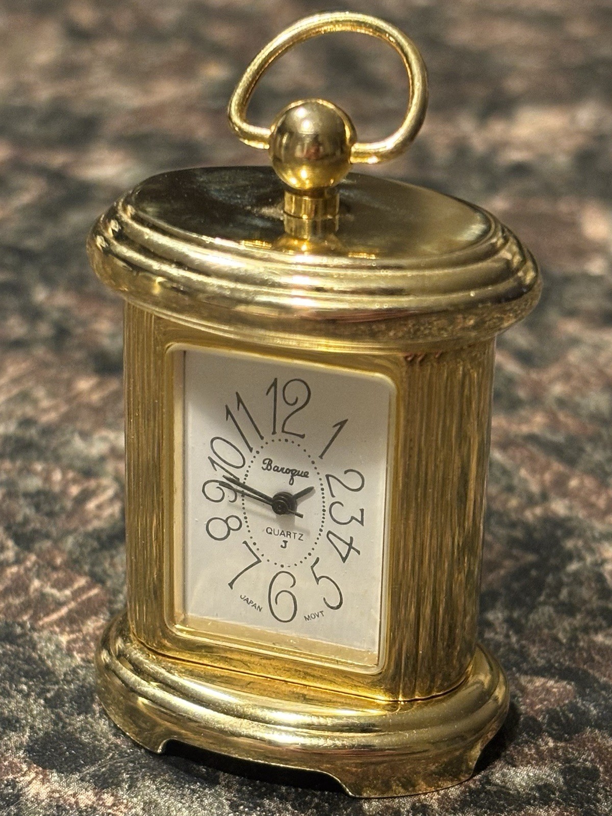 Antique Brass Miniature Carriage Clock Travel Mantel Desk Workin - photo 2