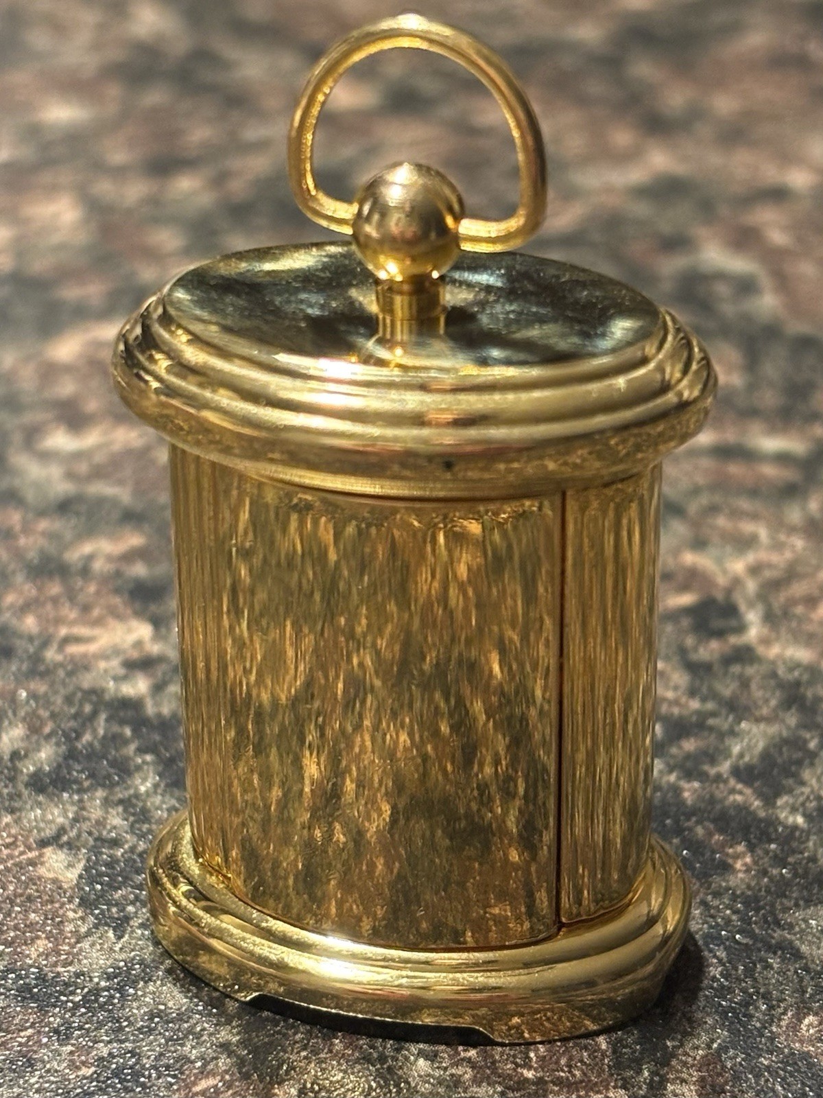 Antique Brass Miniature Carriage Clock Travel Mantel Desk Workin - photo 3