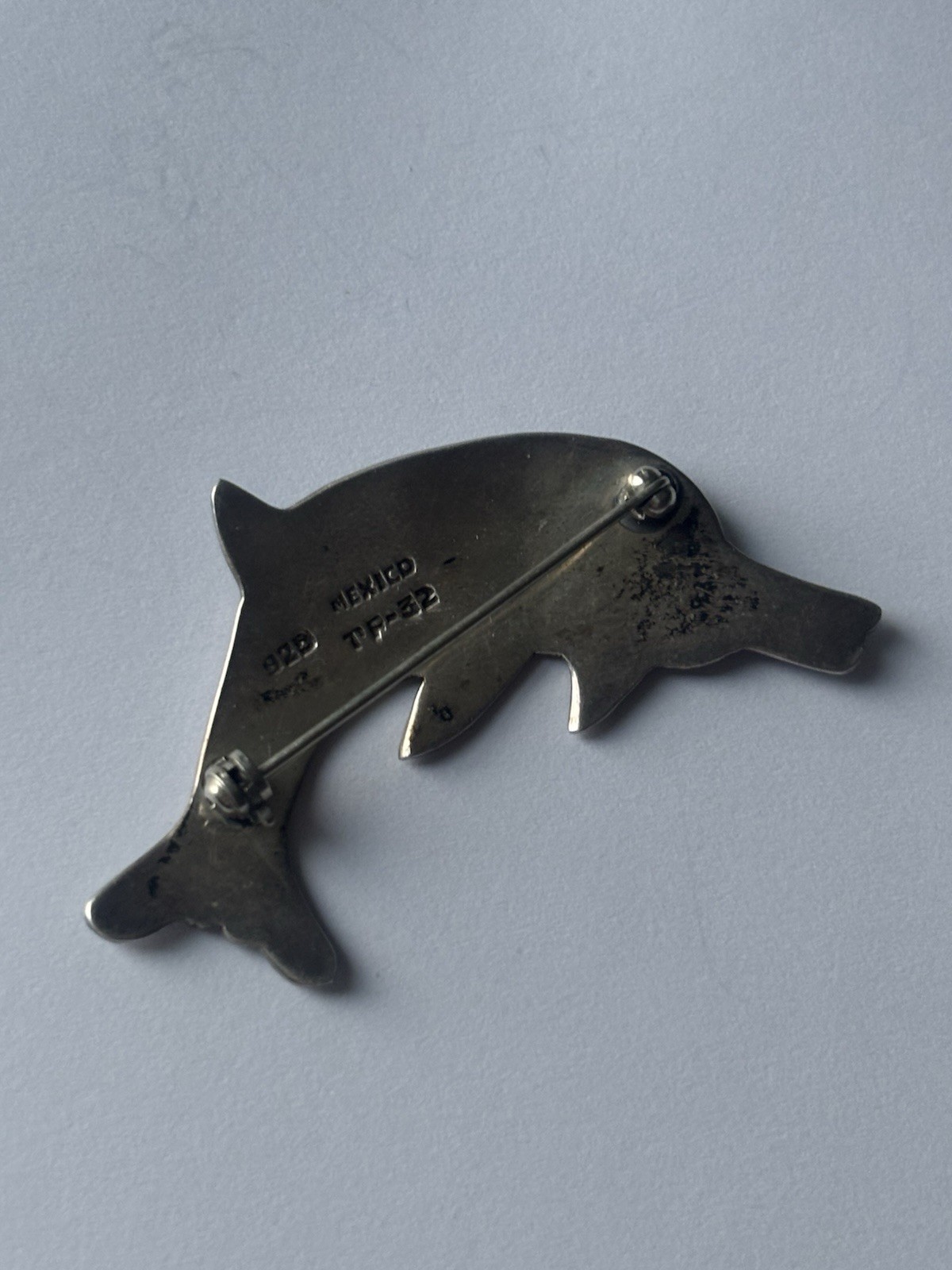 925 Sterling silver brooch dolphin enamel rare Mexico art - photo 4