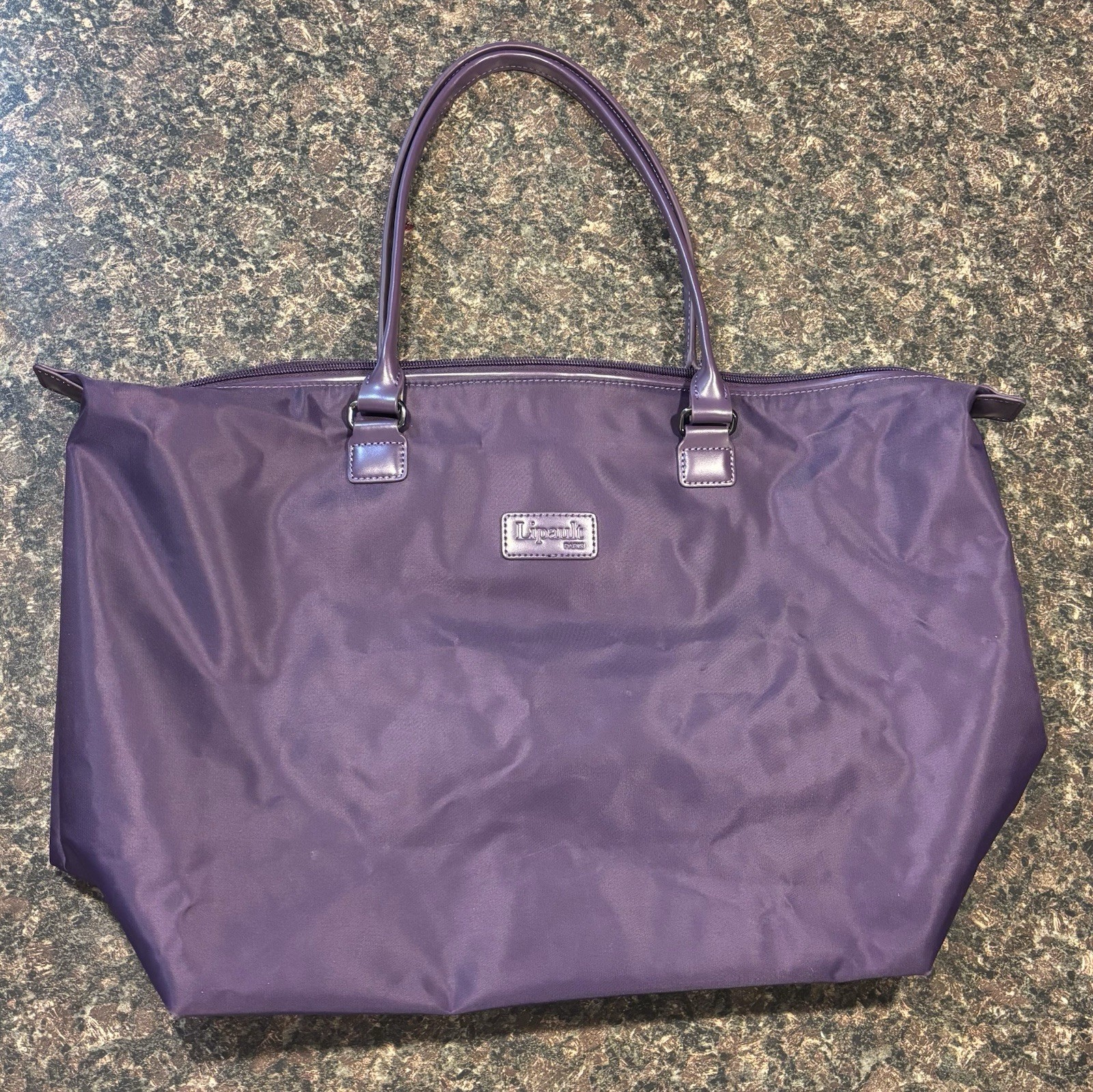 Lipault Paris Lady Plume Tote Bag Purple Nylon Large Shoulder Ha