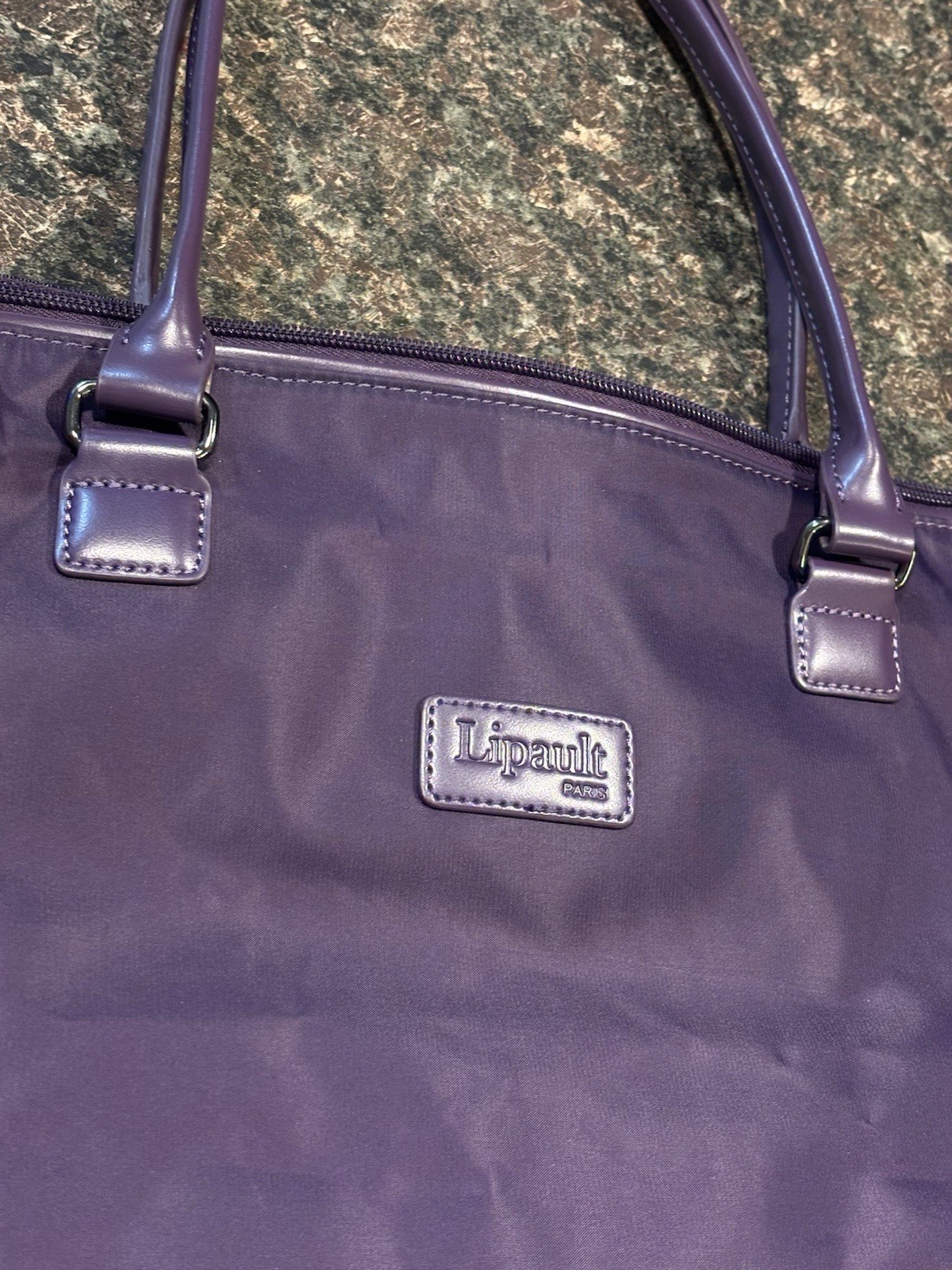 Lipault Paris Lady Plume Tote Bag Purple Nylon Large Shoulder Ha - photo 2