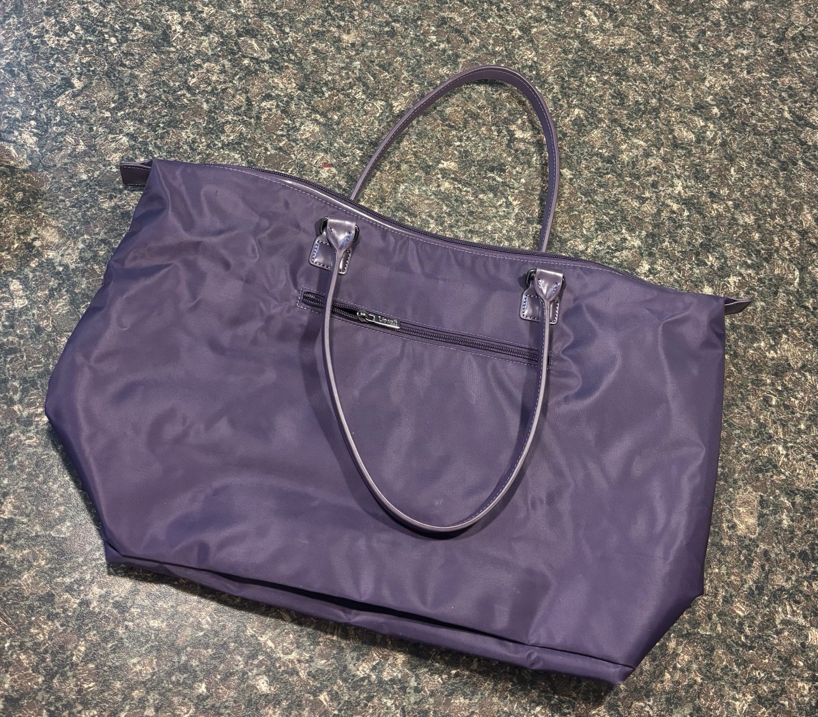 Lipault Paris Lady Plume Tote Bag Purple Nylon Large Shoulder Ha - photo 3