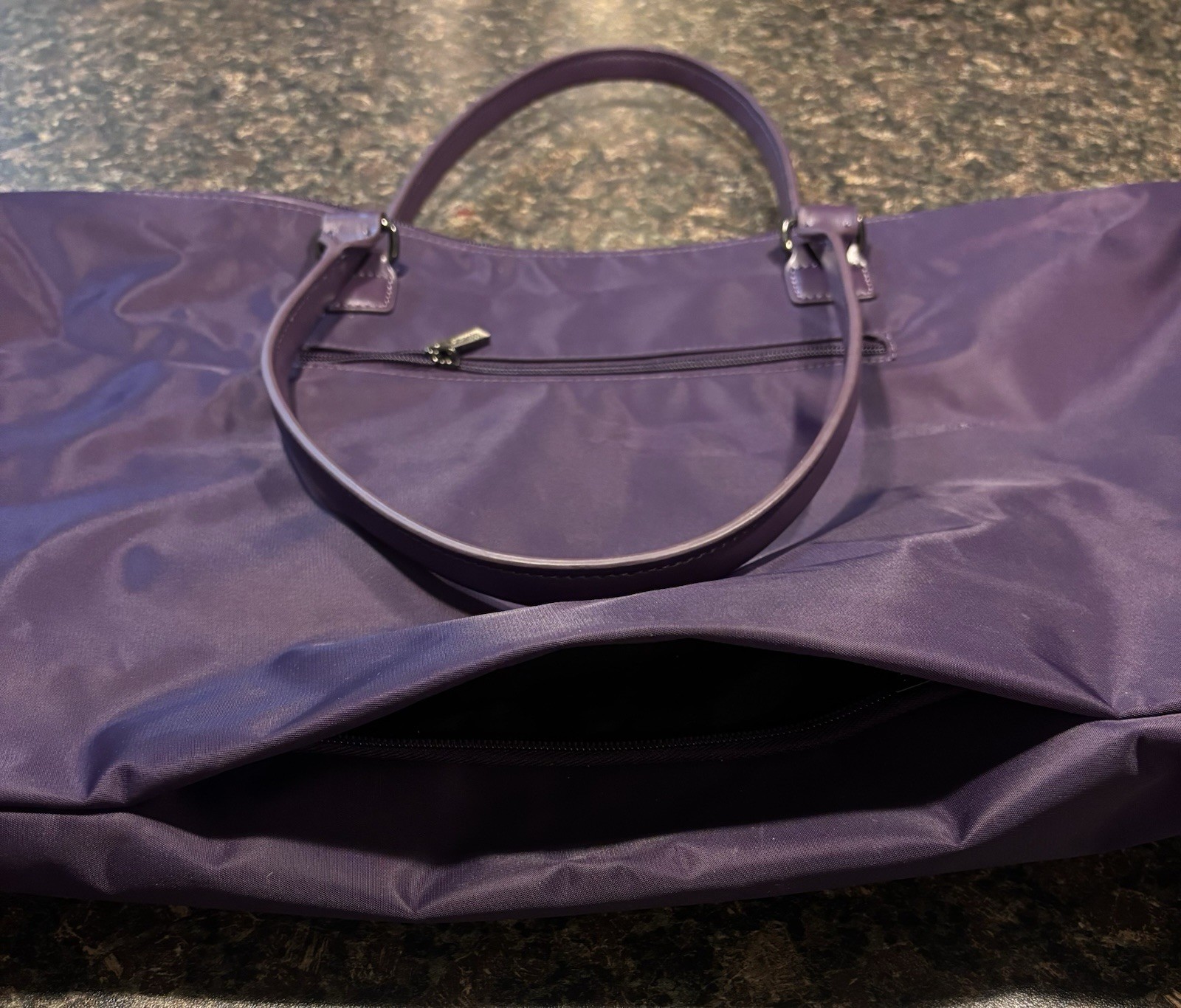 Lipault Paris Lady Plume Tote Bag Purple Nylon Large Shoulder Ha - photo 5