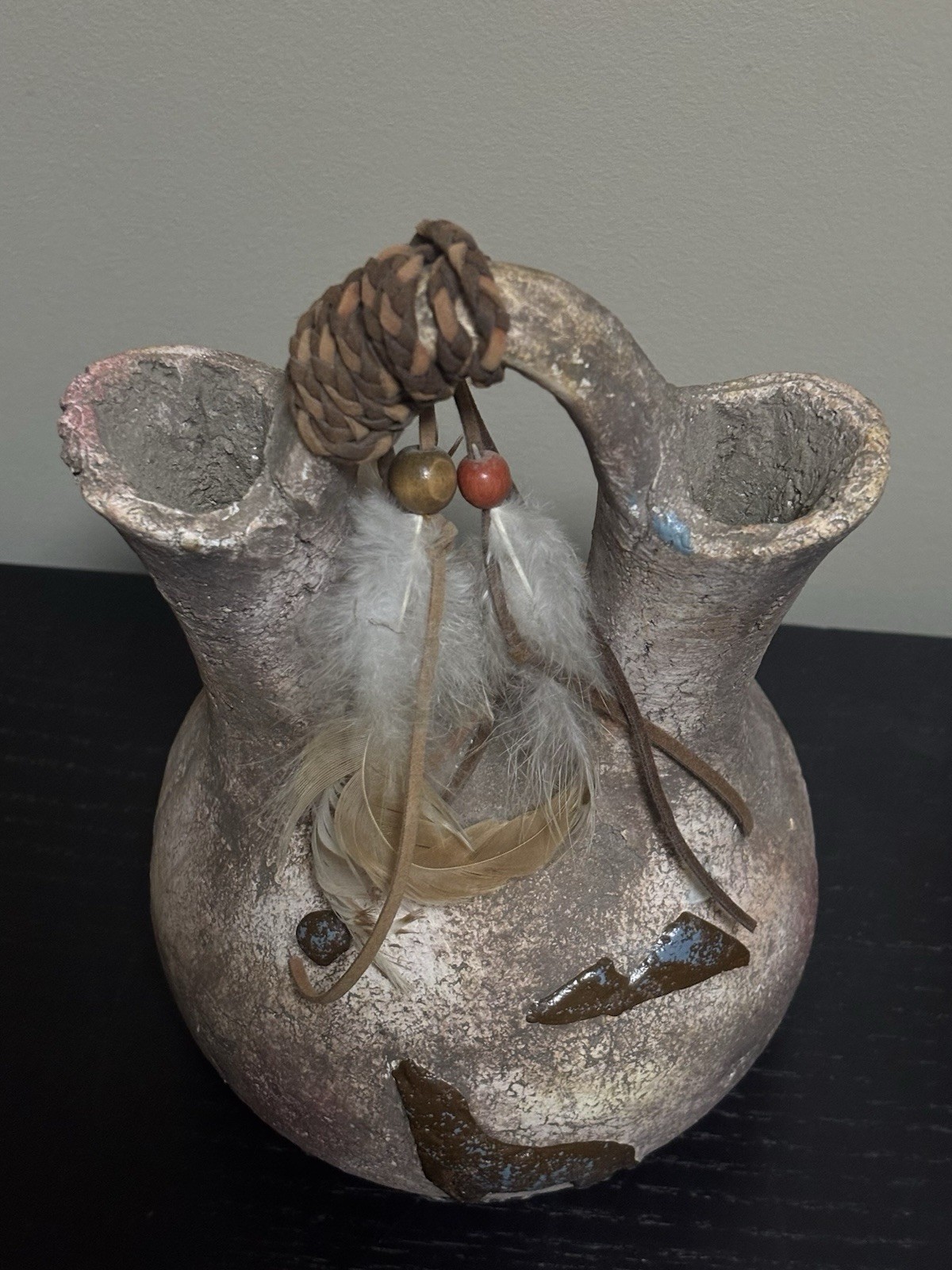 ANTIQUE NATIVE AMERICAN HAND MADE POTTERY VASE #2 - photo 4